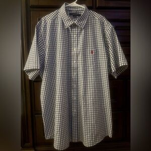 U.S. Polo Assoc Men’s Short Sleeve Button Up Shirt - Blue Plaid - EUC - Size XXL